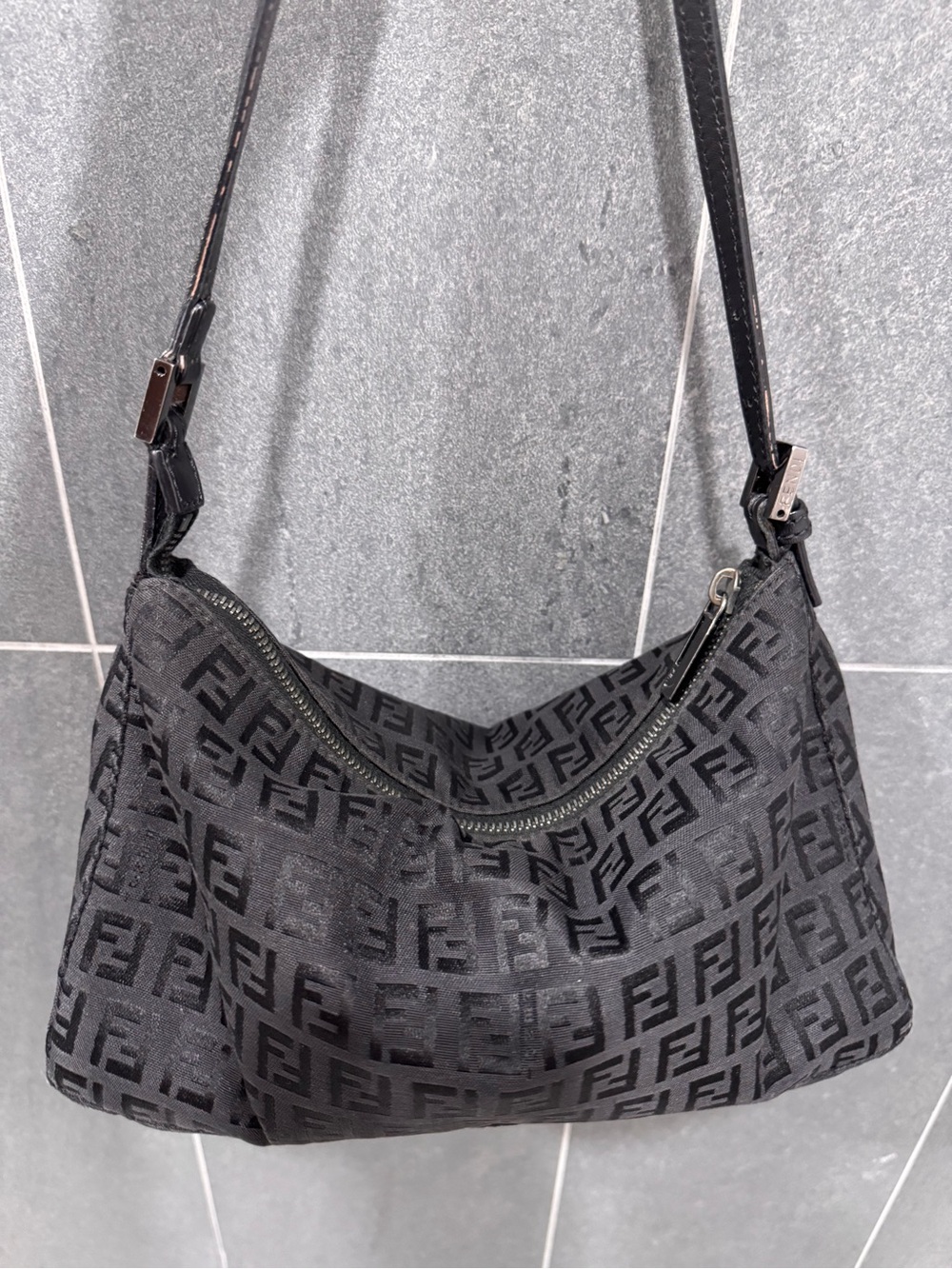 Fendi FF Zuchinno Pochette Black Canvas